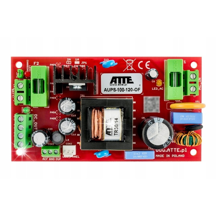 Захранване ATTE AUPS-100-120-OF, 12V, 100W, 8A, 118x65x45mm