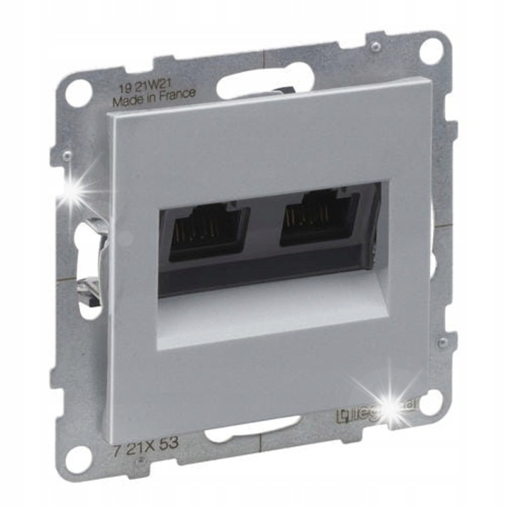 Награда Legrand 2xRJ45 Кат. 6, тънък монтаж, алуминий, 72.5x72.7x42.9mm