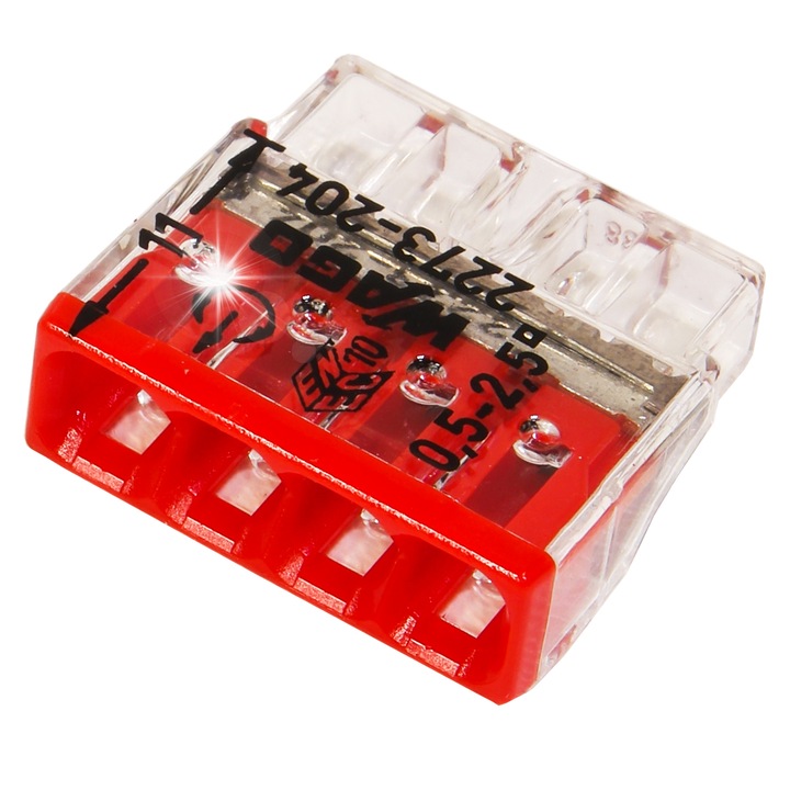 Комплект 50 броя Wago конектори 4x0,5-2,5mm, 450V, 24A
