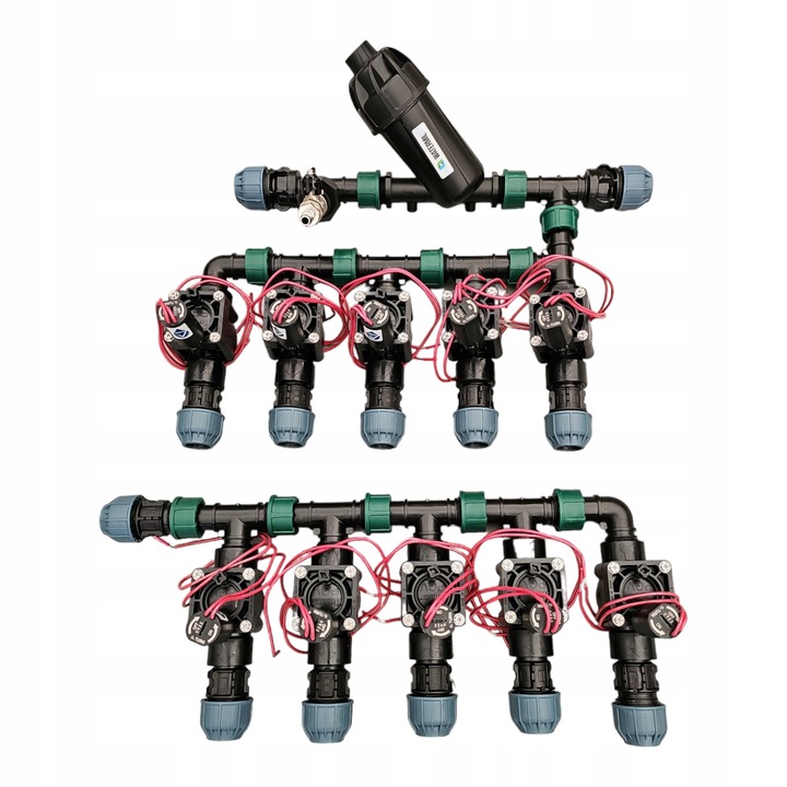 Комплект колектор за напояване с 10 секции, Hunter, с филтър и компресор, PE 25 мм