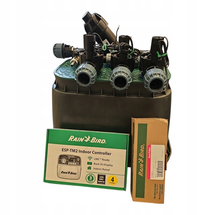 Комплект за напояване, Rain Bird, 3 секции с филтър, контролер TM2, сензор за дъжд, 20 мм
