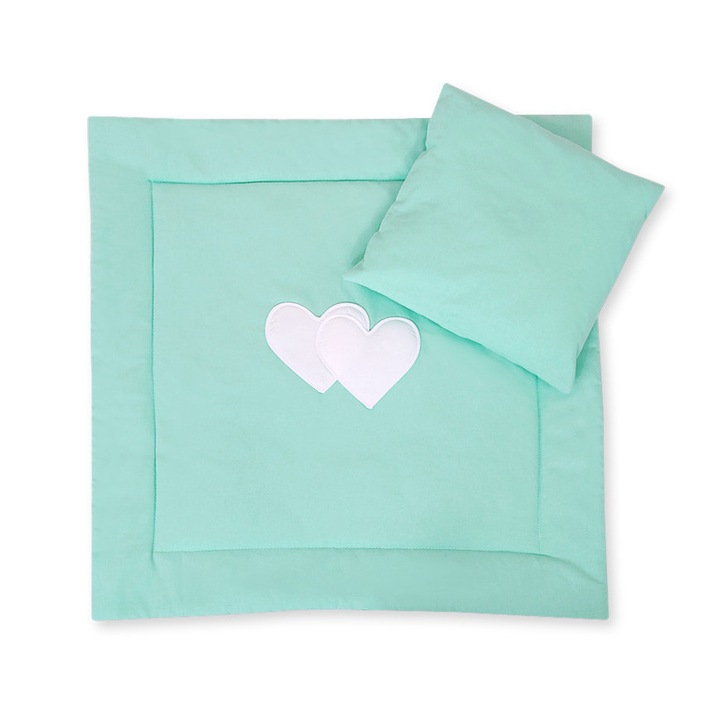 Set pilota si perna Bobono, 100% bumbac, verde, 34x38cm, 77x77cm