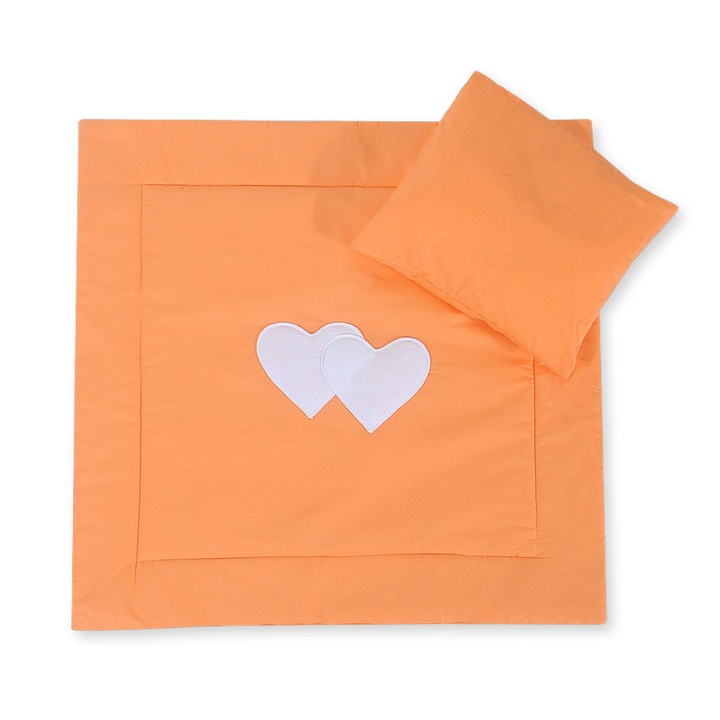 Set lenjerie pentru bebelusi Bobono, cu perna si patura, bumbac 100%, 34x38cm, 77x77cm