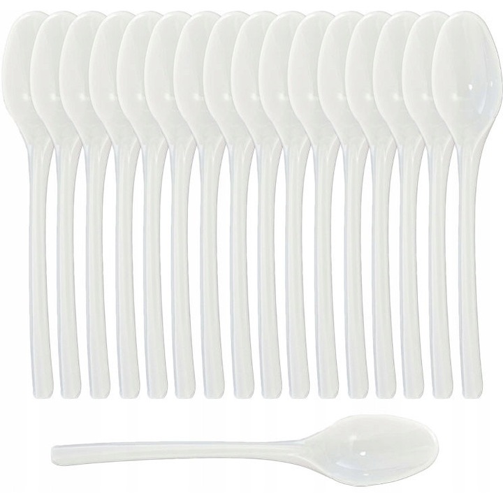 Linguri plastic reutilizabile, set 100 buc, alb, 12cm