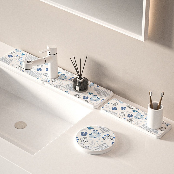 Set 3 Accesorii Baterii Sanitare, WEPZSXO, Albastru, 60x10cm