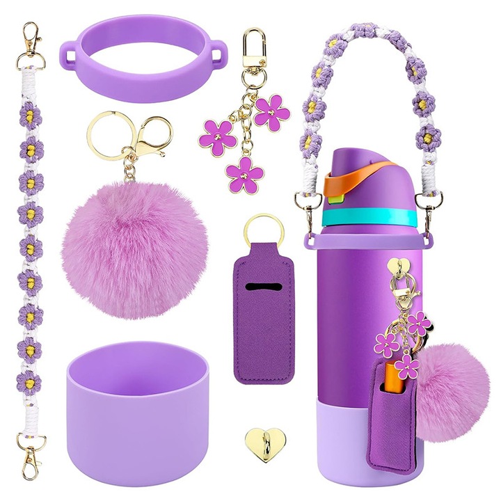 Set suporturi pentru sticle Owala, NOTEKISSKAI, 7 piese, 900 ml, mov