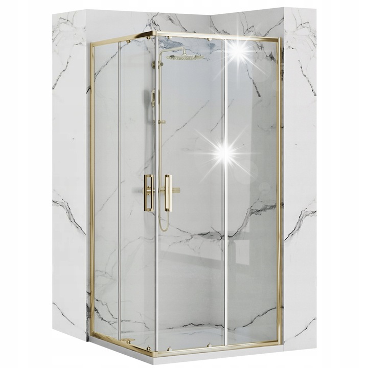Душ кабина PUNTO, 80x100см, злато, прозрачно стъкло, плъзгащо отваряне