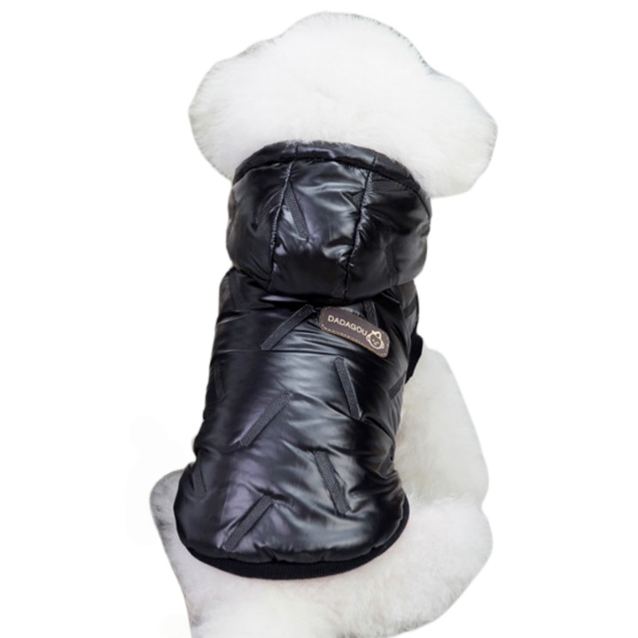 Vesta flausata cu gluga pentru caini/pisici, DOG-18negru, negru, XXL INTL