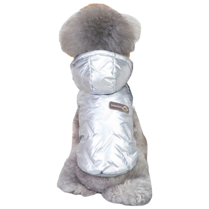 Vesta flausata cu gluga pentru caini/pisici, DOG-18argintiu, argintiu, XL INTL