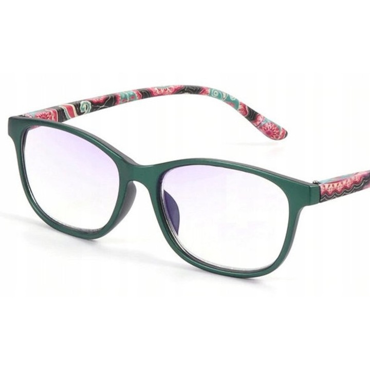 Ochelari de citit pentru femei, hipermetropie +1.00, plastic, verde, maro, violet