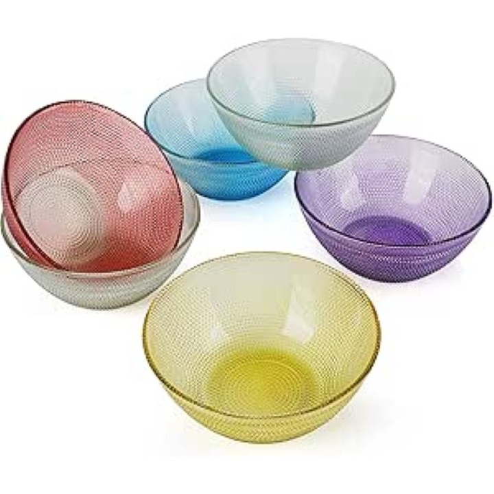 Set Boluri Colorate, Sticla, Versatile pentru Servire, 6 Piese, 11, 5x6x5cm, Multicolor