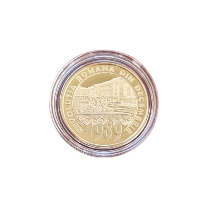 Moneda Romania, 50 Bani proof 2019, 30 de ani de la Revolutia Romana, incapsulata