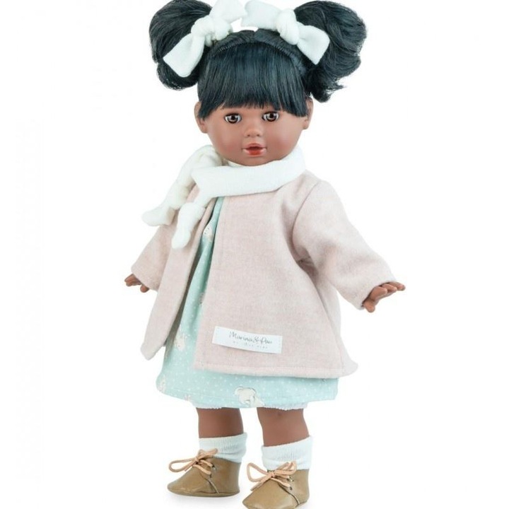 Испанска кукла Марина и Пау Тина, 42см, черна коса, синя рокля, комплект