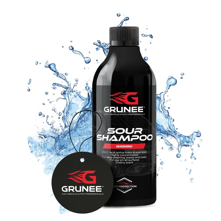 Detergent auto GRUNEE 0,5L, spuma activa, pentru protectii ceramice, eficient impotriva petelor de apa