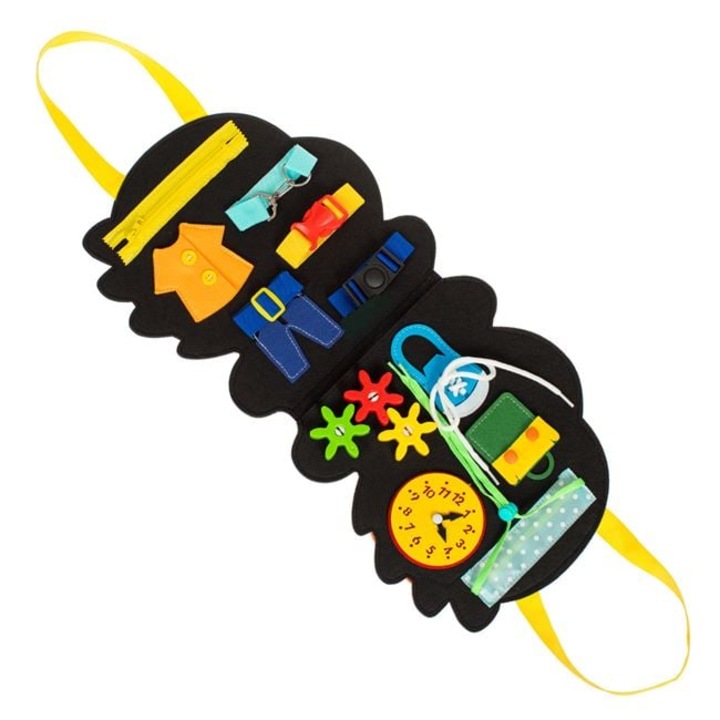 Carte interactiva din fetru pentru copii – Quiet Book Dinozaur cu activitati educative si senzoriale