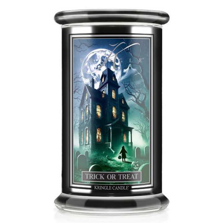 Голяма свещ Trick or Treat Kringle Candle, аромати на гора, подправки, ябълка