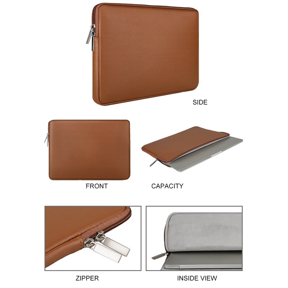 Geanta Laptop portabila, BOMSTOM, 14'', 15'', 16" inch, pentru Notebook, Ultrabook, captusit interior cu microfibra, impermeabila, Compatibila MacBook Pro/Air, Asus, Dell, HP, Lenovo, Maro