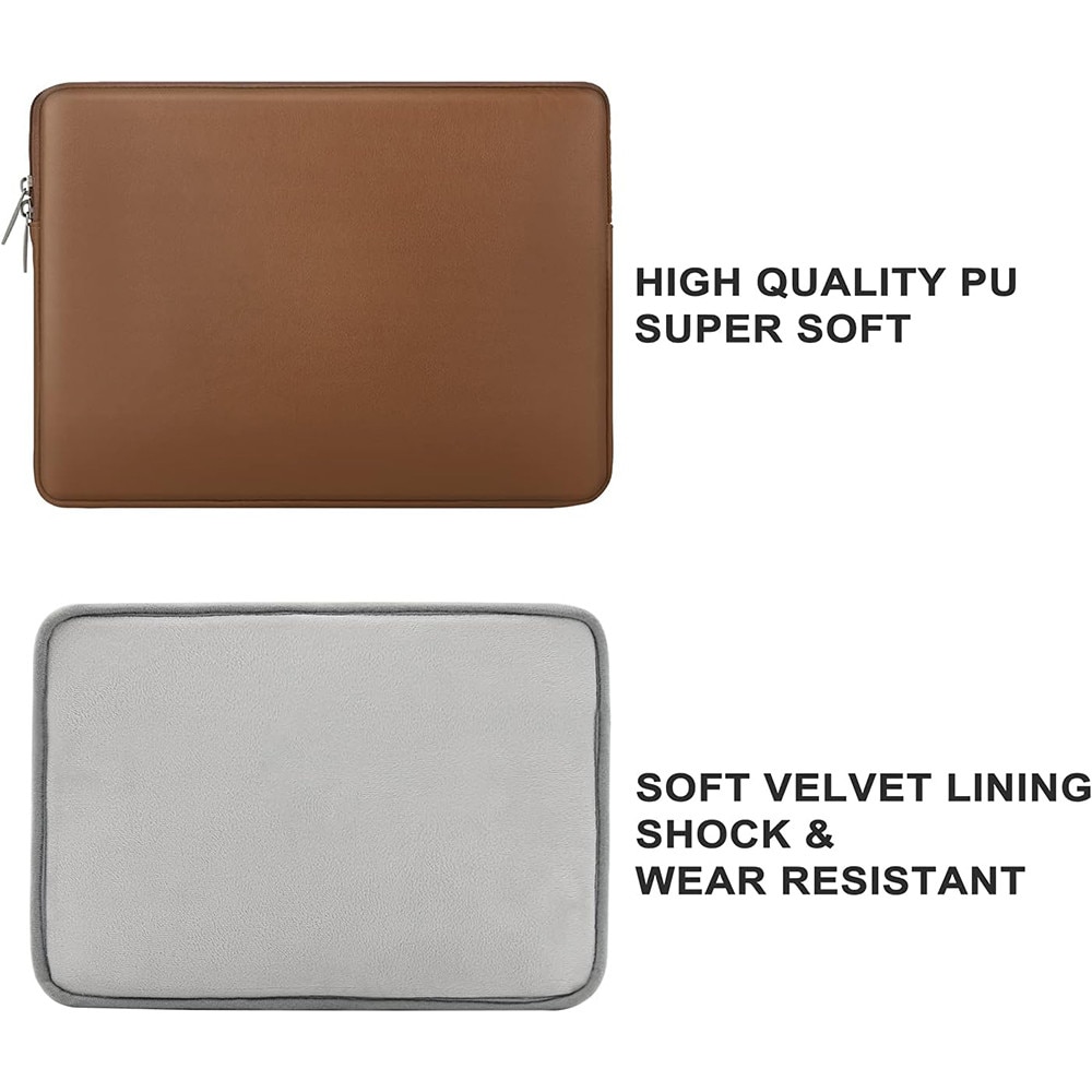 Geanta Laptop portabila, BOMSTOM, 14'', 15'', 16" inch, pentru Notebook, Ultrabook, captusit interior cu microfibra, impermeabila, Compatibila MacBook Pro/Air, Asus, Dell, HP, Lenovo, Maro