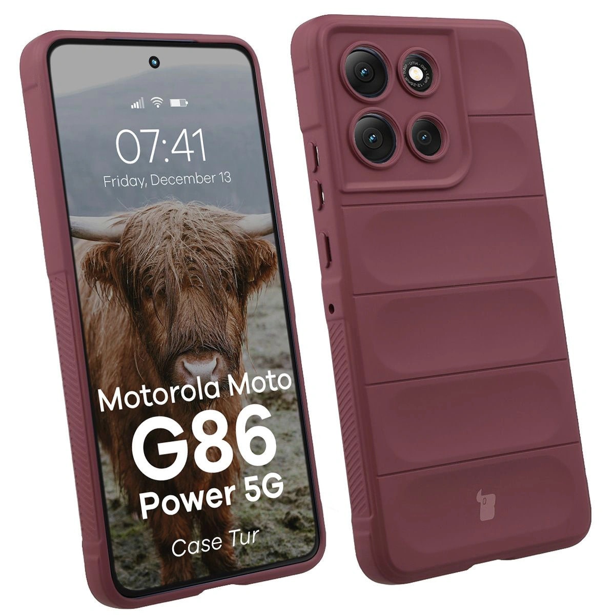 Husa Bizon Case Tur pentru Motorola Moto G86 Power 5G, Rosu inchis