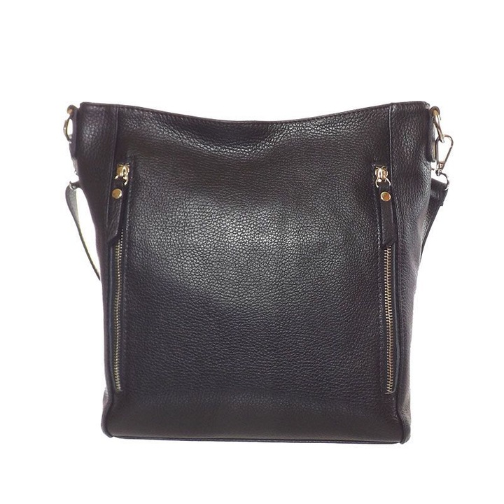 Geantă de damă, Natascia, verde, piele, 26 x 30 x 11 cm