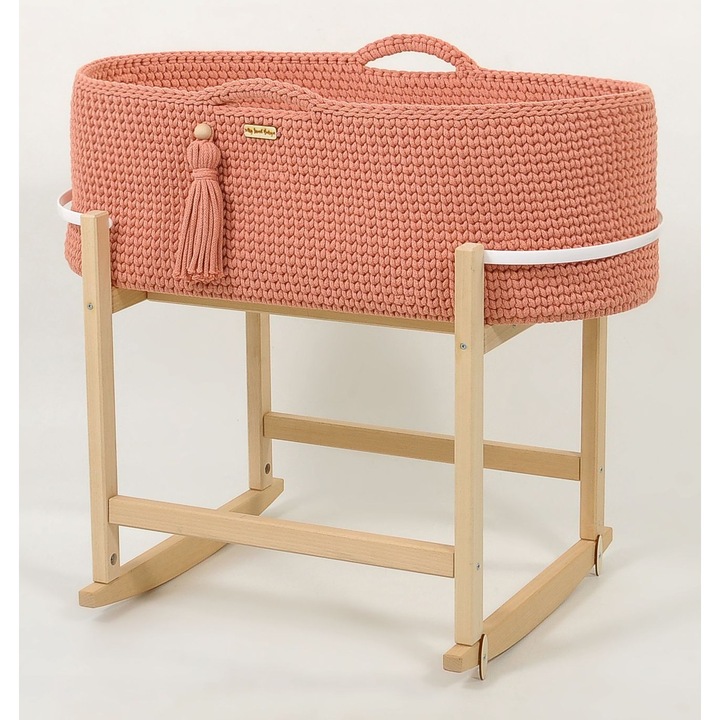 Cos leagan bebelusi, My Sweet Baby, stil boho, handmade, antibacterian, 75x35x25cm, roz