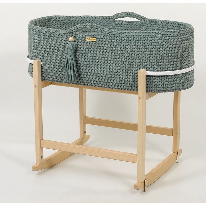 Landou cu suport pentru bebelusi, My Sweet Baby, stil boho, handmade, bumbac, dimensiuni 75x35x25cm, set complet