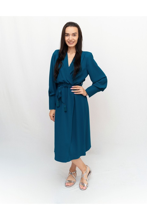 Дамска рокля, размер S, цвят тъмно син-зелен