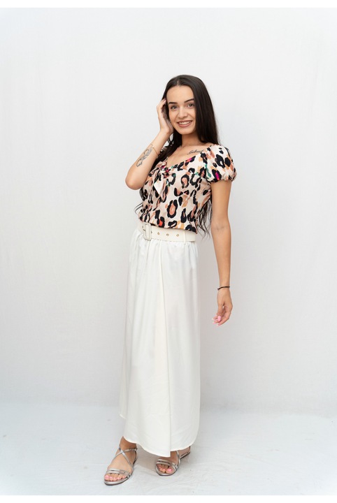 Bluză și fustă, mărimea S, culoare multicolor și bej