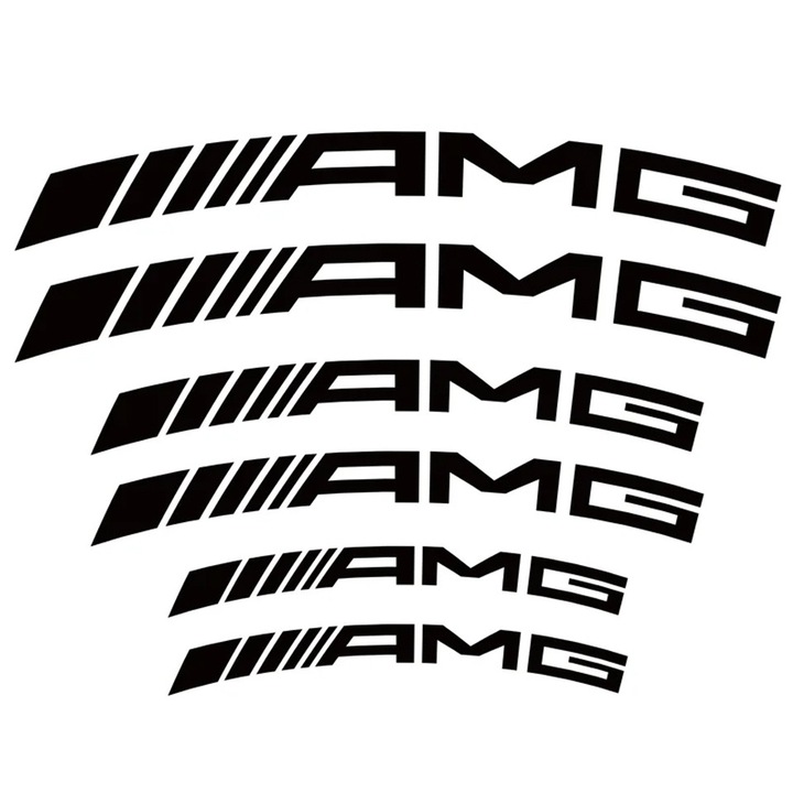 Set de stickere auto PBauto, Mercedes AMG, Pentru etriere de frână, Negre, 6 Bucăți