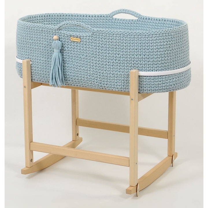 Cos leagan bebelusi, My Sweet Baby, stil boho, handmade, antibacterian, 75x35x25cm, albastru