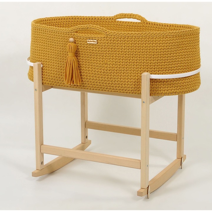 Landou cu suport pentru bebelusi, My Sweet Baby, stil boho, handmade, bumbac, antialergic, 75x35x25cm
