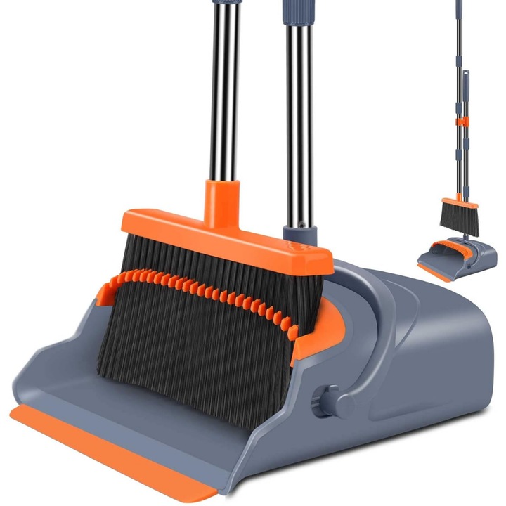 Set matura si faras extensibil Macvi® cu coada 100 cm, perii ecologici din PET reciclat, faras cu dinti de autocuratare, depozitare verticala