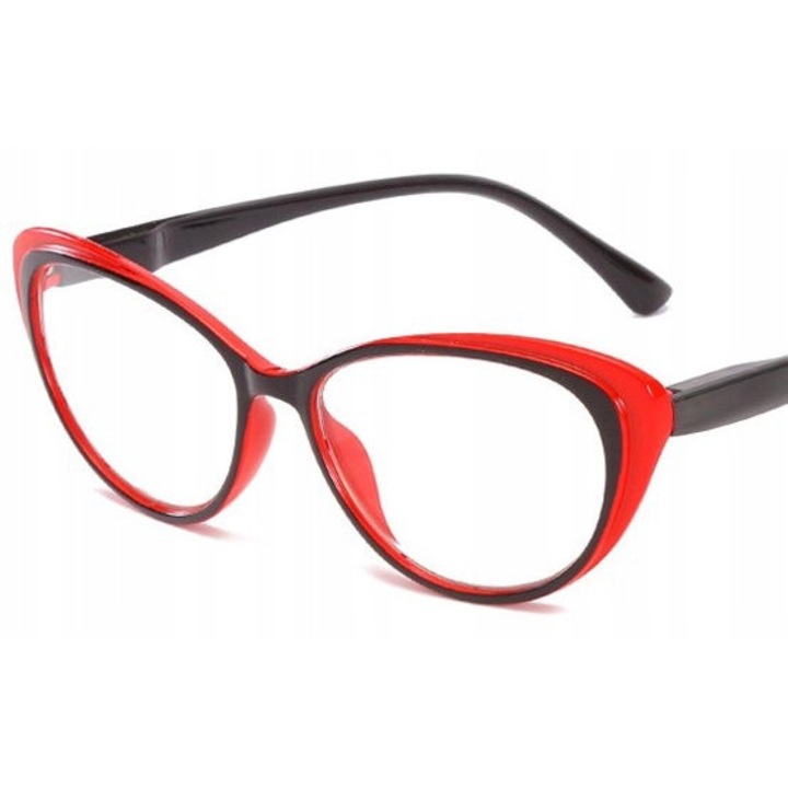 Ochelari de citit, F481p, hipermetropie +2.00, negru-roșu, plastic