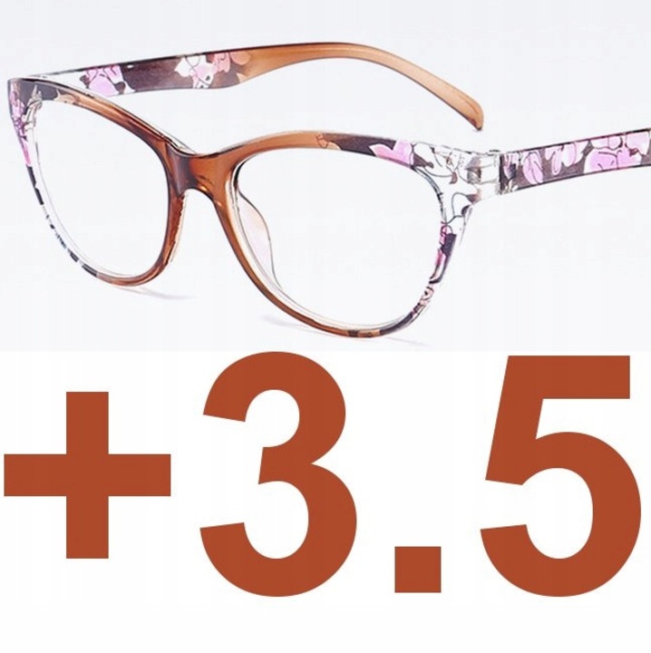Ochelari de citit maro pentru femei, +3.50, plastic