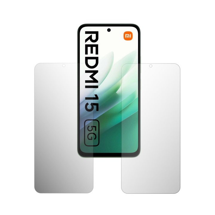 Folie24 2 db-os képernyővédő fólia szett, Xiaomi Redmi 15 5G-hez, 1 db Ultra-Clear + 1 db Matt, tokbarát lefedettség (tokkal kompatibilis), öntapadós, rugalmas, önregeneráló