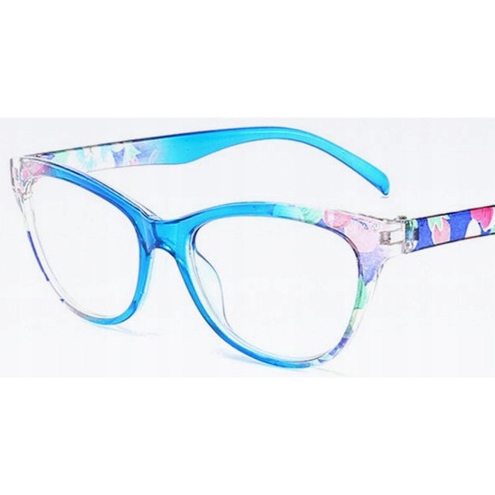 Ochelari de citit F619p, albastru, hipermetropie +4.00, plastic, pentru femei