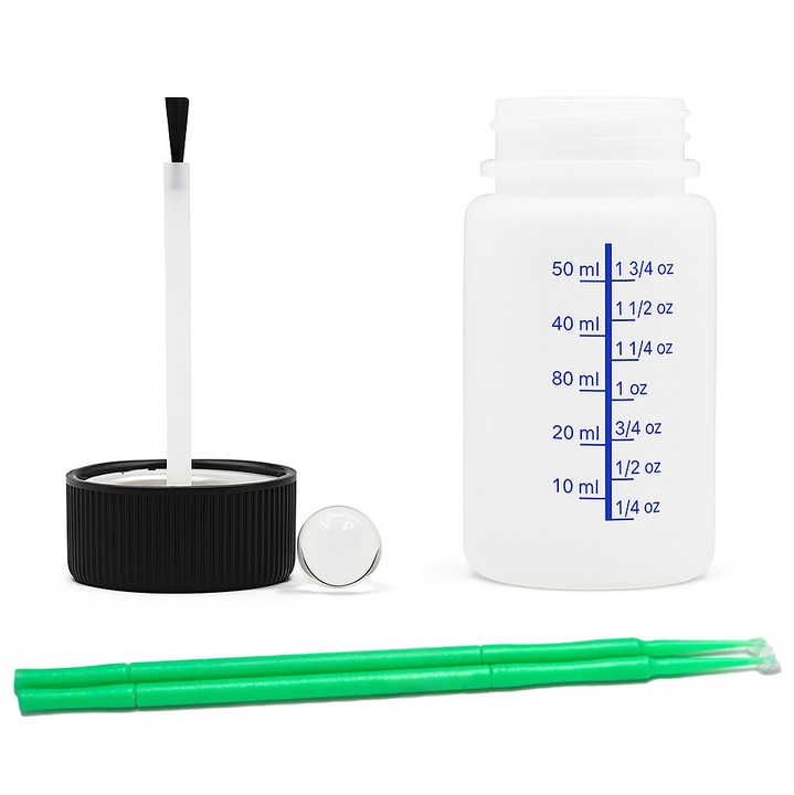 Sticla cu pensula si betisoare pentru retusuri, transparent, 50ml