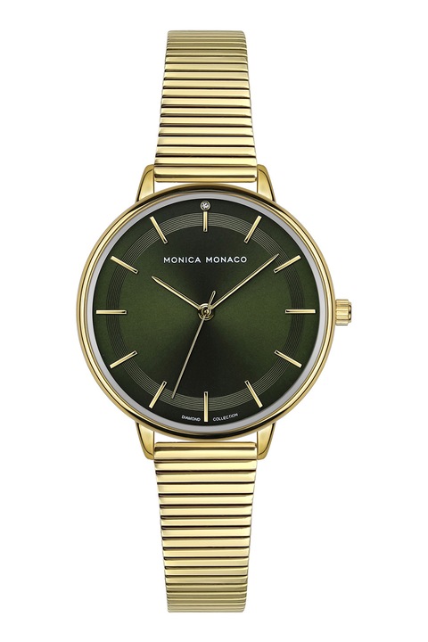 Monica Monaco, Kerek rozsdamentes acél kvarc karóra, Aranyszín