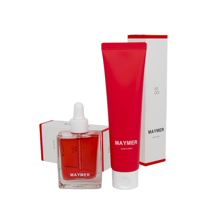 Комплект грижа за кожата MAYMER Cherry Red Brightening Duo – Серум и корейски крем с витамин B12 и екстракт от череша за сияние и интензивна хидратация