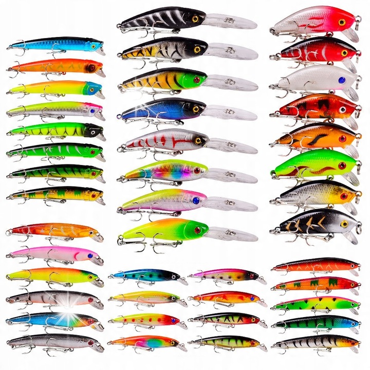 Set momeli artificiale, ITIMPORT, 43 buc, 4-8g, 4.5-10 cm, pentru pescuit la spinning