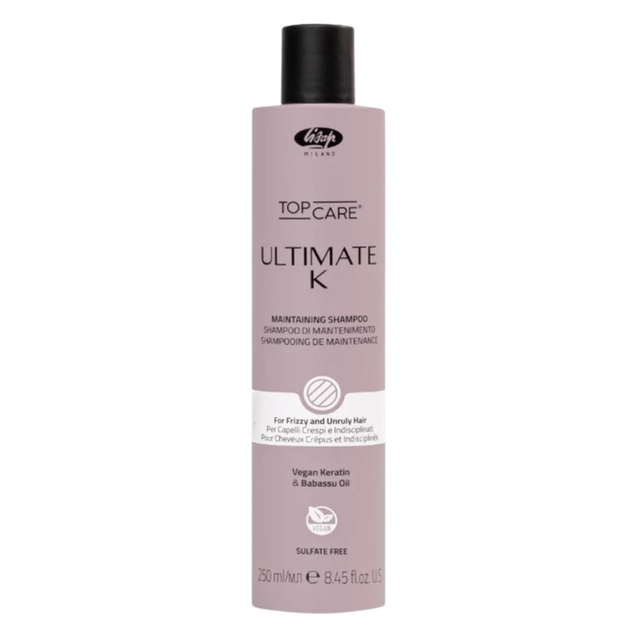 Sampon de par Lisap Milano Ultimate K, 250 ml, cu keratina si ulei de argan