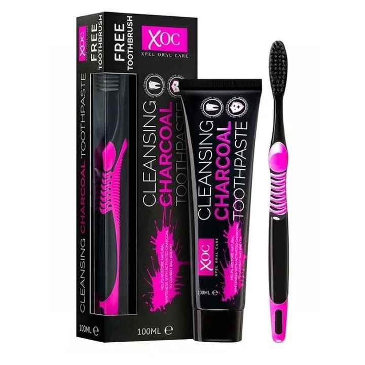 Паста за зъби с активен въглен + четка, 100 мл