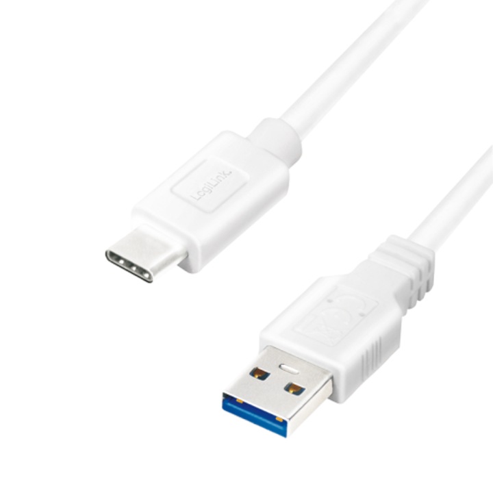 Cablu de date Logilink CU0173 USB 3.2 USB-A la USB-C 0.5m White