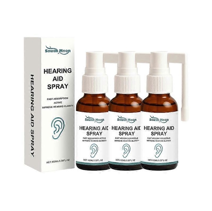 Set 3 Spray-uri pentru ingrijirea urechilor, South Moon, Imbunatateste claritatea auzului, Calmeaza mancarimea, 100 ml