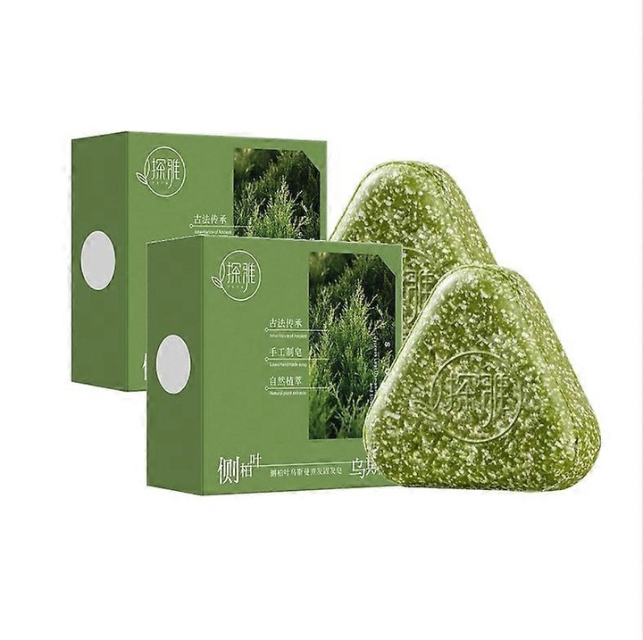 Set 2 Bucati Sampon solid, Parfum proaspat, Hranitor, Control ulei, Verde