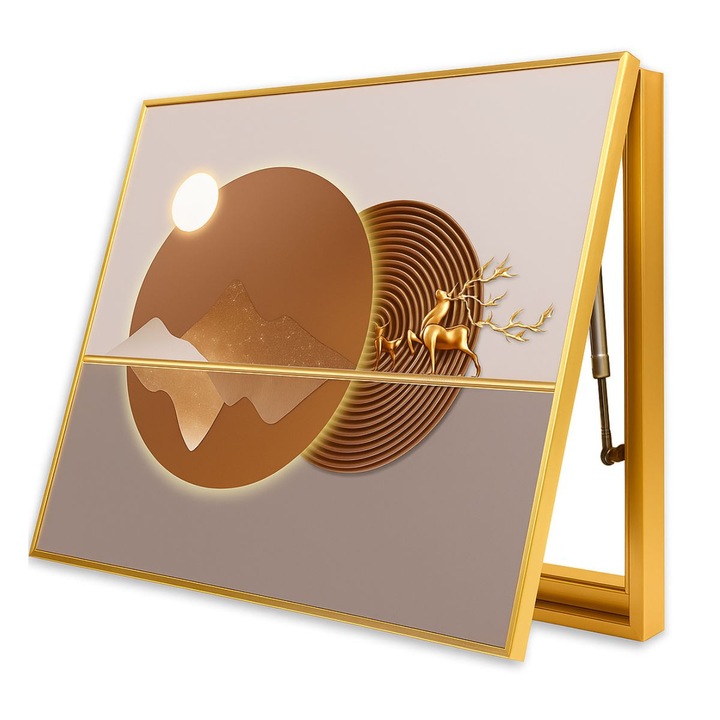 Capac Capac tablou pentru contor electric, Naimeed D7259, mascare tablou electric, design modern si elegant, 40x50x4cm, rama aurie
