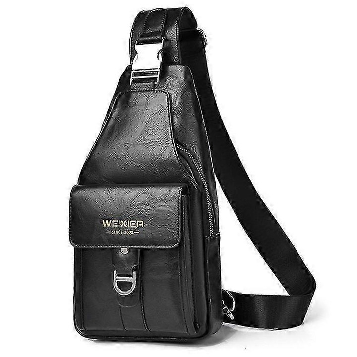 Férfi táska, WEIXIER, X329 modell, vízálló anyag, 16x30x5cm, fekete