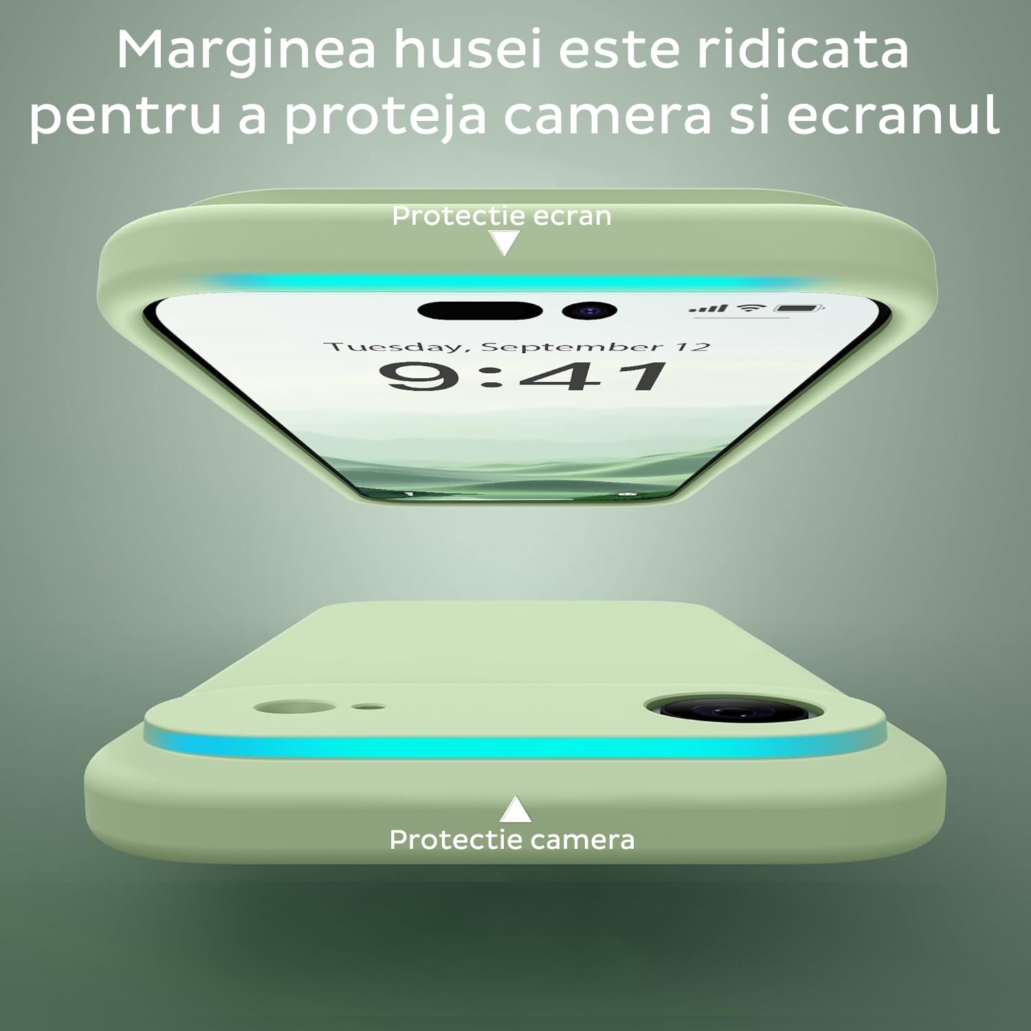 Husa pentru Apple iPhone 17 Air Daden® Silicon SoftFlex, MagSafe, Ultra Slim, Protectie sporita, Interior de microfibra, Verde matcha