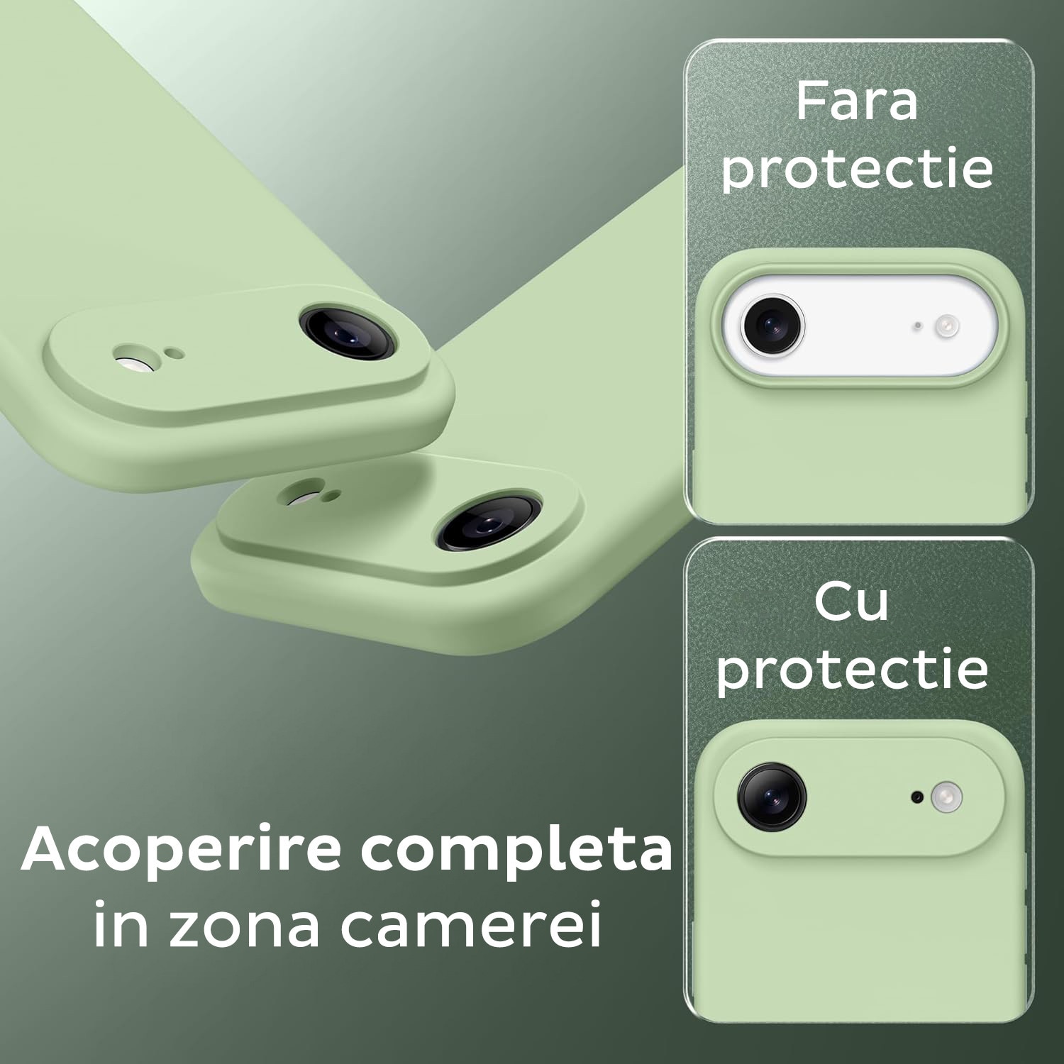Husa pentru Apple iPhone 17 Air Daden® Silicon SoftFlex, MagSafe, Ultra Slim, Protectie sporita, Interior de microfibra, Verde matcha
