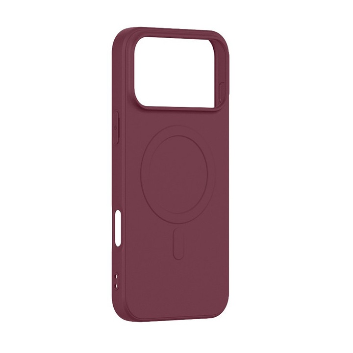 Carcasa Protectie Spate Cellara Colectia Velvet Magnetic Magsafe Compatibil Cu iPhone 17 Pro Max - Rosu Inchis